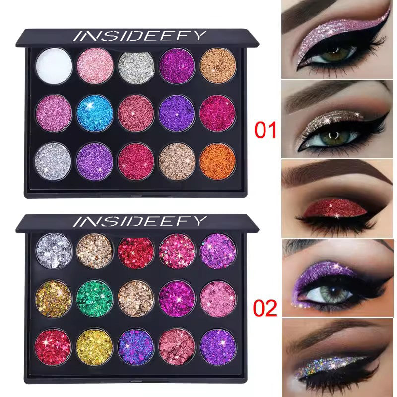 15 Colors Gold Scallion Powder Diamond Glitter Eyeshadow