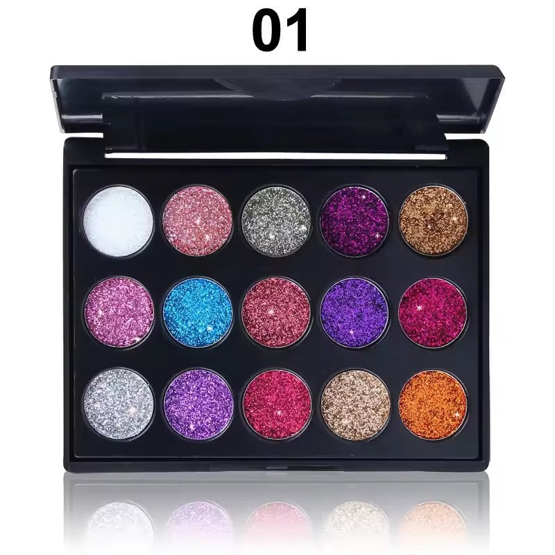 15 Colors Gold Scallion Powder Diamond Glitter Eyeshadow