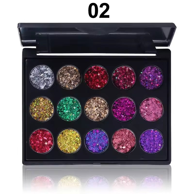15 Colors Gold Scallion Powder Diamond Glitter Eyeshadow